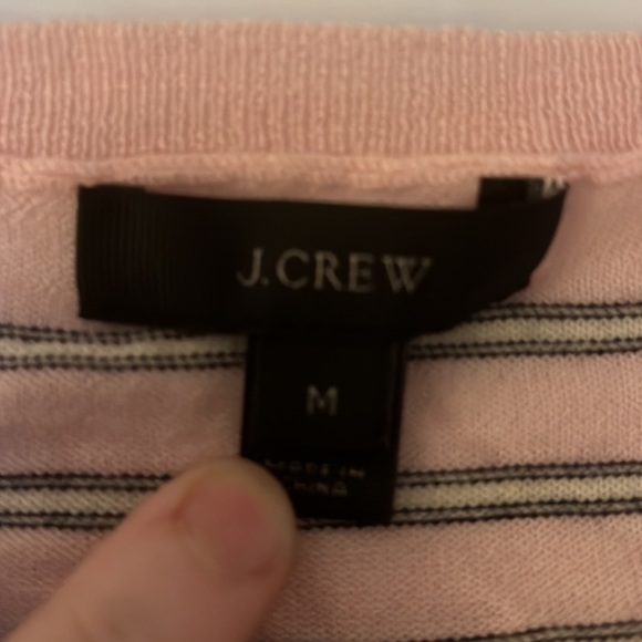 JCrew- pink and navy stripe thing sweater - Picture 2 of 3